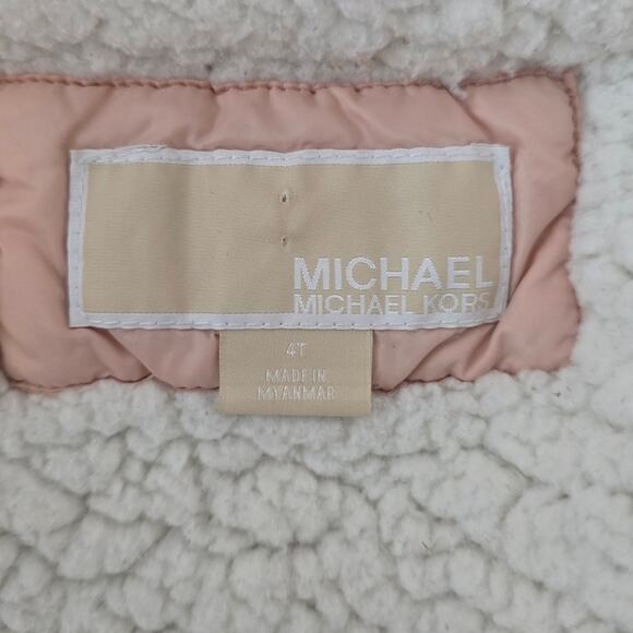 Michael Kors Toddlers GIRLS Pink Puffer Fleece Lined Hooded Jacket 4T - Picture 6 of 7